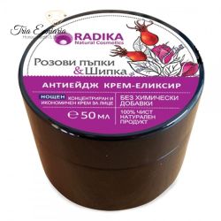 Night anti-age natural cream with pink buds and rose hips, 50ml, Radika