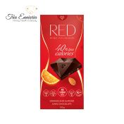 Chocolate negro con naranja y almendra, 100 g, rojo