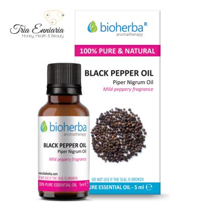 Μάυρο Πιπέρι, Καθαρό Αιθέριο έλαιο, 5 ml, Bioherba