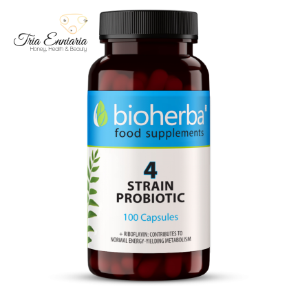 4 Strains Probiotic, 100 Capsules, Bioherba
