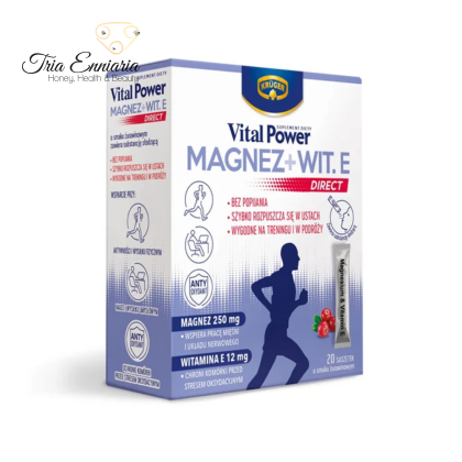 Magnesium + Vitamin E Direct, 20 Sachets x 1.5 g, Kruger