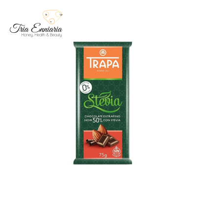 Dark Chocolate With 50% Cocoa And Sweeteners, 75 g, Trapa