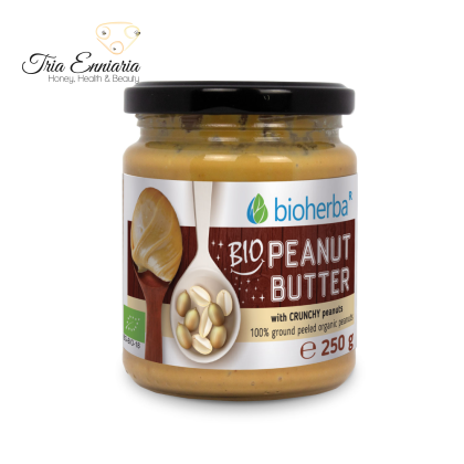 Mantequilla de cacahuete ecológica 100%, con cacahuetes crujientes, 250 g, Bioherba