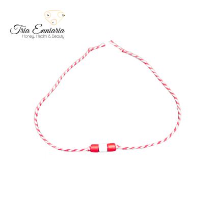 Martenitsa-Armband Mit 3 Holzperlen, Tria Enniaria