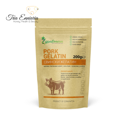 Gelatine, Schweinefleisch, für gesunde Gelenke, Zdravnitsa, 200 g.