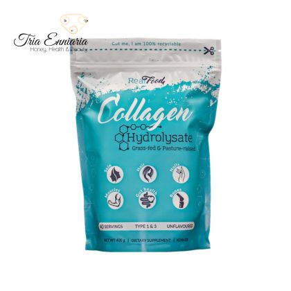 Collagène de Bœuf Hydrolysé Type 1 & 3, 400 g, Real Food