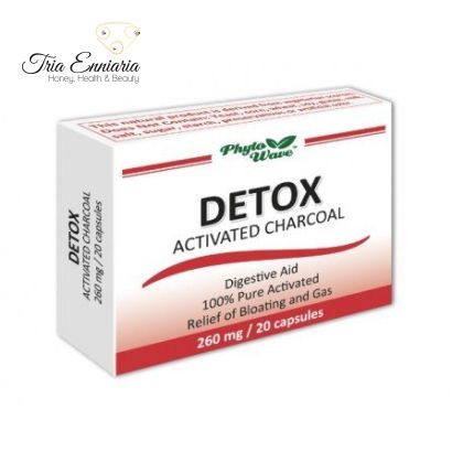 DETOX activated charcoal, 260 mg, Phyto Wave, 20 capsules