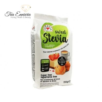Stevia, natürlicher Süßstoff, pulverisiert, Vitalia, 250 g.