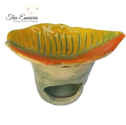 Lampada aromatica in ceramica Foglia autunnale gialla, Bioherba