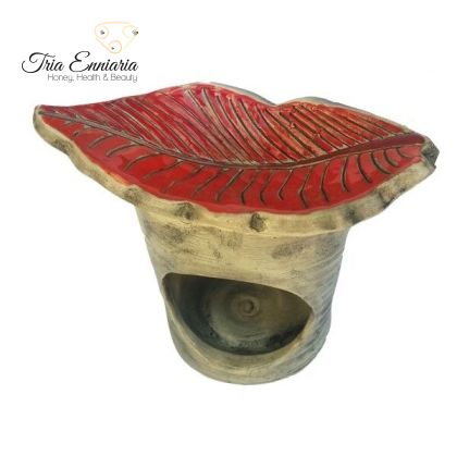 Lampada aromatica in ceramica Foglia rossa autunnale, Bioherba