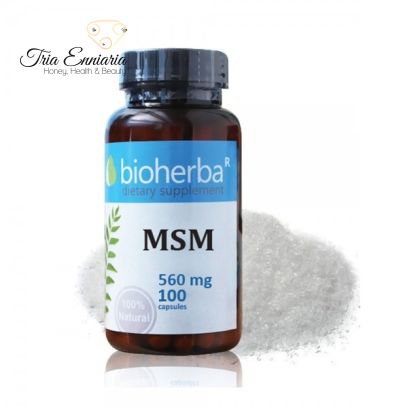 MSM - forma biologicamente attiva di zolfo 560 mg, 100 capsule, Bioherba