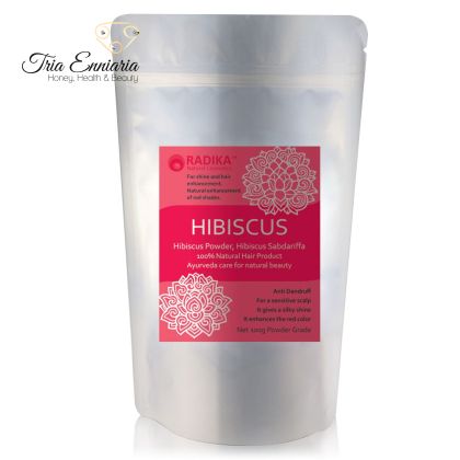 Pudră de păr Hibiscus, 100 g, Radika