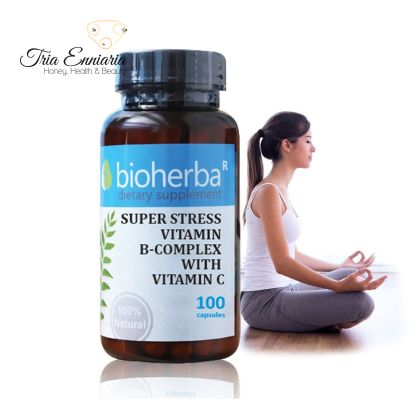 Super Stress B-Complesso C Vitamina C, 100 Capsule, Bioherba