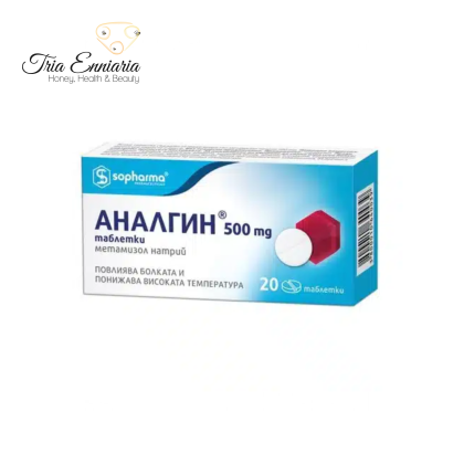 ANALGIN, ANESTHETIC, SOPHARMA, TABLETS 20, 500 mg