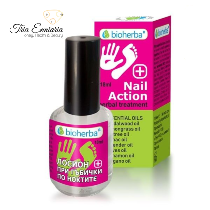 Lotiunea de unghii pentru ciuperca, Nail Action cu uleiuri esentiale pentru unghii frumoase - 18ml, Bioherba