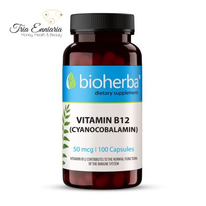 Vitamina B12 Cianocobalamina, 50 mcg, 100 Capsule, Bioherba