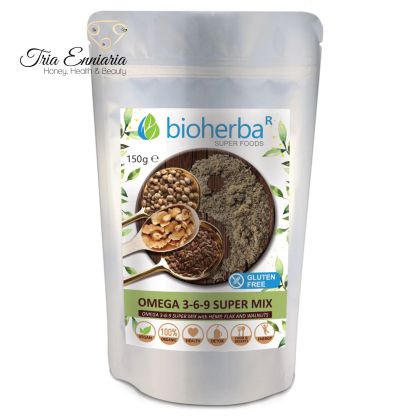 Omega 369, amestec de chia, cânepă și semințe de in, 150 g, Bioherba