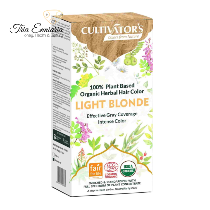 Vopsea De Păr Organică Din Plante Blond Deschis, 100 g, Cultivators