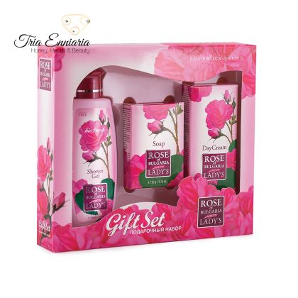 Set Cadou Gel De Dus, Sapun Si Crema De Zi Pentru Fata, Rose Of Bulgaria