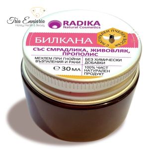 BILKANA Ointment Herbal with sumac, plantain and propolis, for wounds, purulent inflammation, boils, acne, 30 ml, Radika