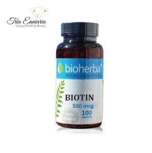 Biotin 500mcg, 100 capsules, BIOHERBA