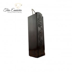 Wine box,  walnut color with  wood carvings for a bottle of 700 ml