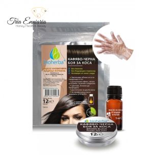 Brown - Black Hair Dye With Almond And Burdock Oil,  12 gr, Bioherba