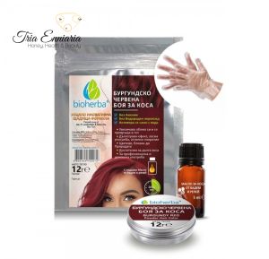 Burgundy Red Hair Dye With Almond And Burdock Oil,   12 gr, Bioherba 
