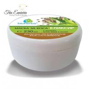 Hair mask Elixir with collagen, aloe vera and hemp oil, 230ml, BIOHERBA