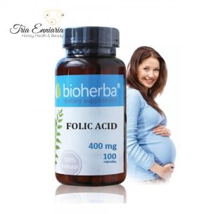 Folic acid, 100 capsules, 400 mcg, Bioherba