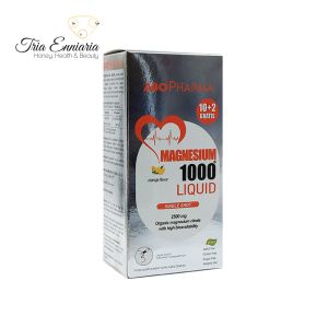 Magnesium 1000 Liquid With Orange Flavor, 12 Sticks x 200 mg, ABO Pharma