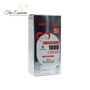 Magnesium 1000 Liquid With Strawberry Flavor, 12 Sticks x 200 mg, ABO Pharma