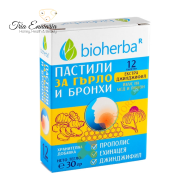 Pastilles pour la gorge et les bronches au goût de miel et de citron, 12 pcs, 30g, Bioherba